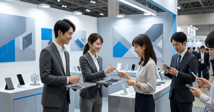 展示会で配布されるタッチペン付きボールペン