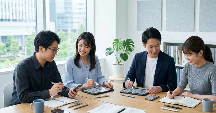 タッチペン付きボールペンを使ったビジネス作業シーン
