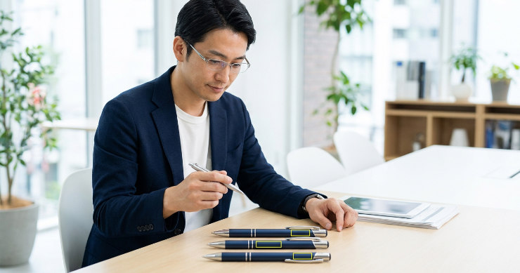 名入れ位置ごとの違いを確認する販促担当者